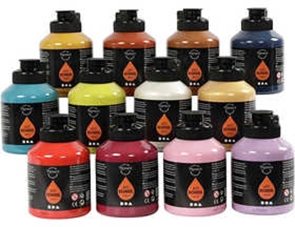 Pigment Art School, extra kleuren, 12x500ml [HOB-35479]